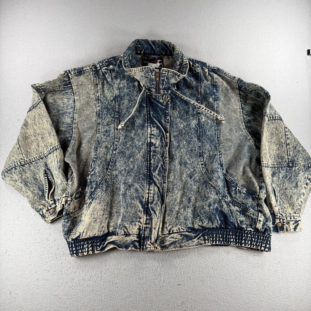 Vintage Ruth Douglas Women’s 24W Acid Wash Denim Bomber Jacket Blue Cotton 80s